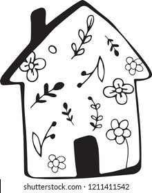 floral house vector  logo