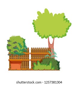 floral houseplant with fence in the garden