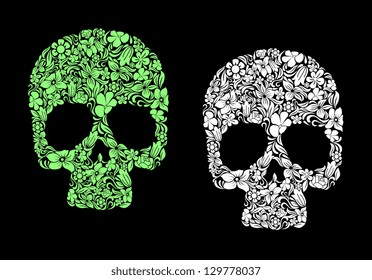 Floral human skull for death or halloween design. Jpeg version also available in gallery