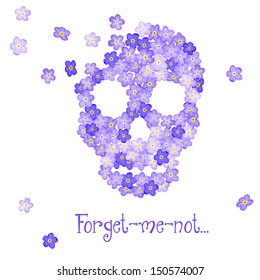 Floral Human skull. EPS 8 vector illustration.