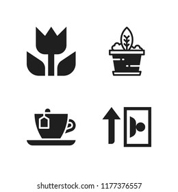floral icon. 4 floral vector icons set. tea cup, plant and image icons for web and design about floral theme