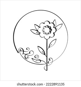 Floral Icon, Flower, Leaf Icon, Ornamental Vector Art Illustration