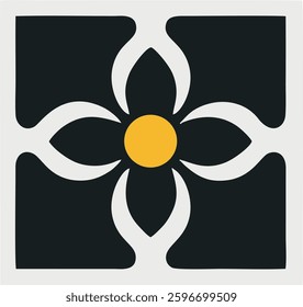 Floral icon logo with stylish flower illustration for branding and decor  
