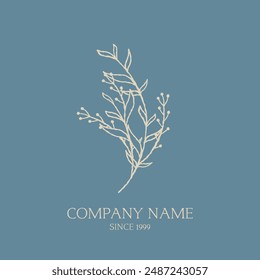 Floral icon logo symbol for park forest florist gardenist organic vegan bio herb greens branch, twigs restaurant spa etc