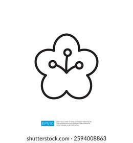 Floral Icon with Minimalist Outline Design Representing Nature and Beauty in Modern Aesthetic