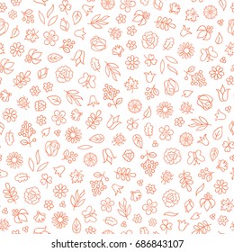 Floral icon seamless pattern.  Flower bloom background. Summer nature texture