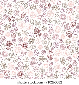 Floral icon seamless pattern.  Flower bloom background. Summer nature texture