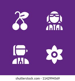 floral icon set. flower, ukrainian and cherry vector icon for graphic design and web