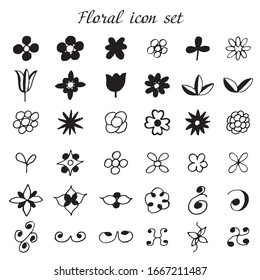 Floral icon set. Flowers element design.