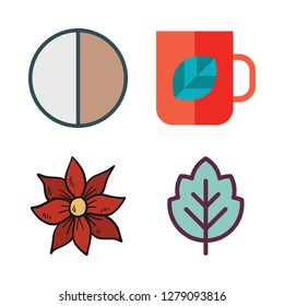 floral icon set. vector set about contrast, tea cup, flower and leaf icons set.