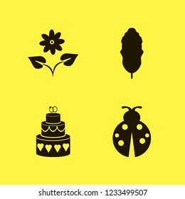 floral icon. floral vector icons set flower, cake wedding, leaf and ladybug