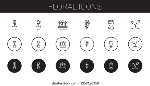 floral icons set. Collection of floral with rose, flower, tulips, bouquet, plant. Editable and scalable floral icons.
