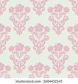 Floral ikat damask seamless pattern,design for fabric Ethnic, tile, carpet, vector, illustration vector