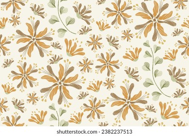 Floral Ikat embroidery patterns seamless border Ethnic hand drawn Flower motifs paisley print template Vector illustration. 