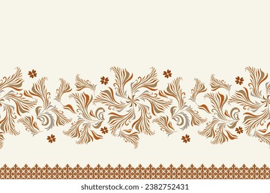 Floral Ikat flower embroidery ethnic patterns seamless. Hand drawn Flower motifs paisley print template. flowers ikat design hand drawn. Vector illustration. 