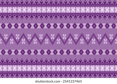 Floral Ikat pattern embroidery border.Embroidery ethnic oriental pixel art pattern.Aztec style,abstract background vector illustration.design for texture,fabric,clothing,print