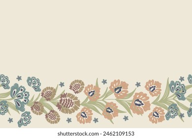 Floral Ikat Muster nahtlos. Klassische Blumen texturierte Stickerei Design Motive. Ethnische Zugehörigkeit orientalische traditionelle Vektorillustration. 