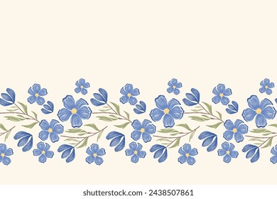 Floral ikat pattern seamless.Blue flowers Ikat design paisley embroidery with floral motifs. Ethnic pattern oriental traditional. Flowers vector illustration. 