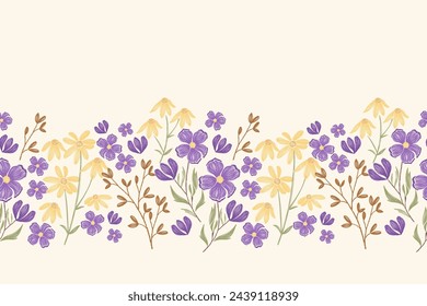 Floral ikat pattern seamless.Pink purple flowers Ikat design paisley embroidery with floral motifs. Ethnic pattern oriental traditional. Flowers vector illustration. 