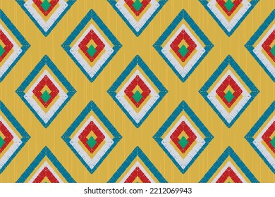 Floral ikkat etnia sin fisuras diseño de decoración de patrones. Motif indígena tribal adorna el vector tradicional de bordado de polaco africano húngaro. Moqueta de tela azteca con mandalas textil decorativa.