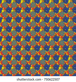 Floral illusion seamless pattern. Violet, red and green vector illustration.