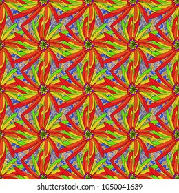 Floral illusion seamless pattern. Yellow, orange and neutral vector illustration.