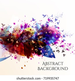 Floral illustration with abstract leafs in futuristic style