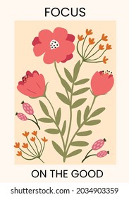 Floral illustration with an affirmation quote. Perfect for wall art, postcards, greeting card etc