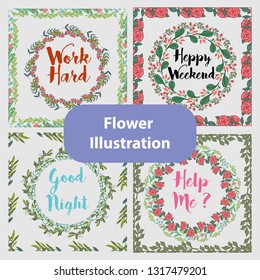floral illustration with frame
