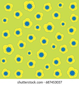 Floral illustration on light green background, pattern