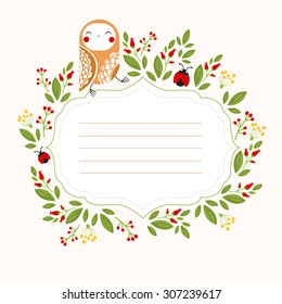 Floral illustration with owl
