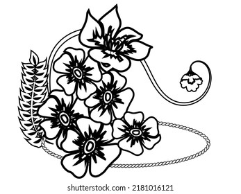 floral illustration and a rope vector illustration