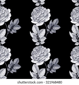 Floral illustration with roses. Seamless pattern. Vector hand drawn design illustration.