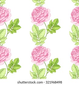 Floral illustration with roses. Seamless pattern. Vector hand drawn design illustration.