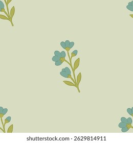 Floral illustration set featuring various flowers and leaves in flat blue and green color scheme. Ideal for sticker packs, botanical designs, and seasonal creative projects.