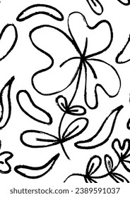 Floral illustration vector, abstract hand drawn flower seamless pattern doodle element shape for texture background 