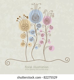 floral illustration for your greeting card