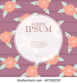 Floral illustrations background patterns with labels/  Greetings card template with vintage floral arrangements/ Hand drawn flowers illustrations/ Invitation card design