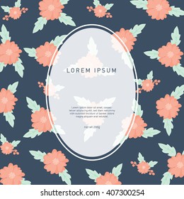 Floral illustrations background patterns with labels/  Greetings card template with vintage floral arrangements/ Hand drawn flowers illustrations/ Invitation card design