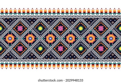 Floral Indian ethnic pattern. Aztec fabric carpet mandala ornament boho chevron textile decoration wallpaper. Tribal turkey native oriental traditional embroidery vector illustrations background 