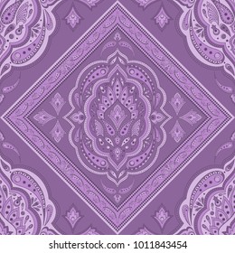 Floral indian paisley pattern vector seamless. Vintage flower ethnic ornament for persian rug fabric. Oriental folk design for bedroom textile, gypsy blanket, pillow, kashmir shawl, turskish wedding.