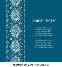 Floral indian paisley pattern vector card template. Islamic vintage flower ethnic ornament design for india luxury wedding, ramadan greeting, moroccan spa, save the date, bridal shower, holiday. 