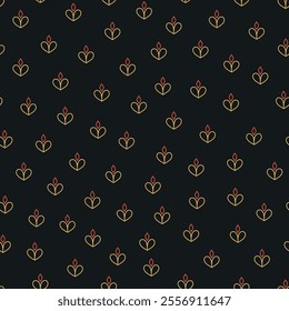 Floral Indian Seamless Pattern featuring hand block motifs. Traditional ornamental decorative texture on dark background.