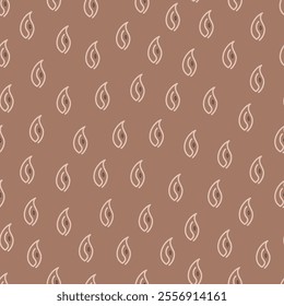 Floral Indian Seamless Pattern featuring hand block motifs. Traditional ornamental decorative texture on coffee brown background.