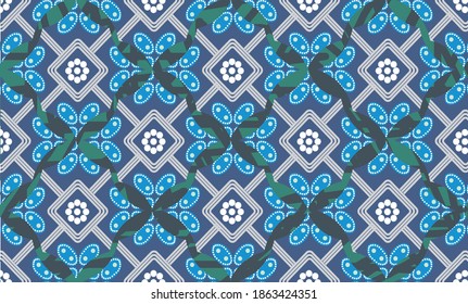 Floral Indonesian design : Batik is a technique of wax-resist dyeing applied to whole cloth, or cloth made using this technique originated from Indonesia.