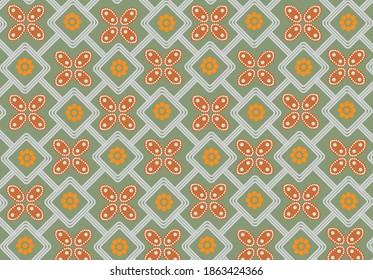 Floral Indonesian design : Batik is a technique of wax-resist dyeing applied to whole cloth, or cloth made using this technique originated from Indonesia.