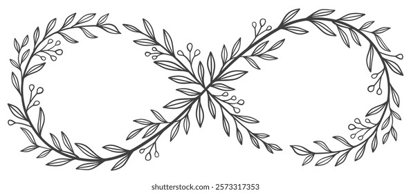 Floral infinity hand drawn vector illustration
