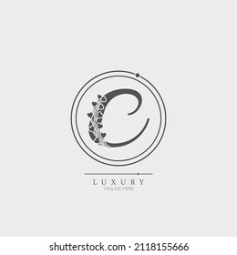 Floral Initial Alphabet C flowers bouquet composition. Elegant collection for wedding invites decoration, logo other concept ideas.