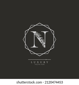 Floral Initial Alphabet N flowers bouquet composition. Elegant collection for wedding invites decoration, logo other concept ideas.