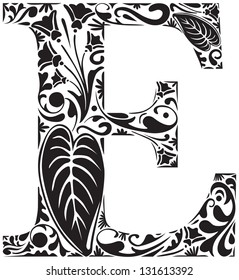 Floral initial capital letter E